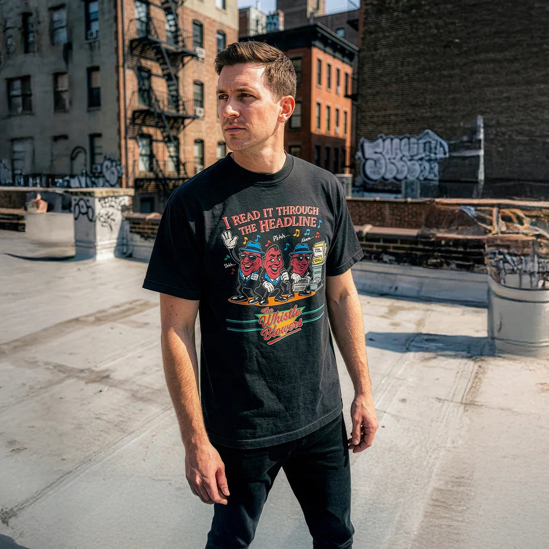 The Whistle Blowers Tee on-body fit