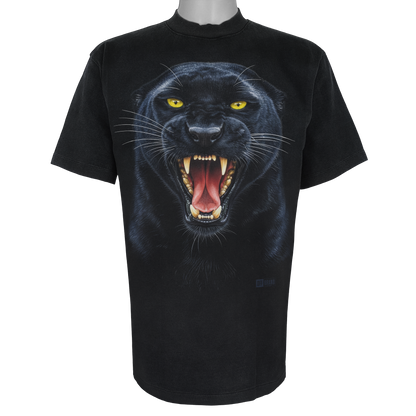 Black Panther parody t-shirt from the OFF x Culture series featuring a hyper-realistic snarling panther on a Vintage Black garment.