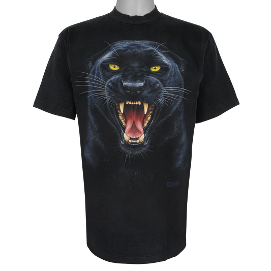 Black Panther parody t-shirt from the OFF x Culture series featuring a hyper-realistic snarling panther on a Vintage Black garment.